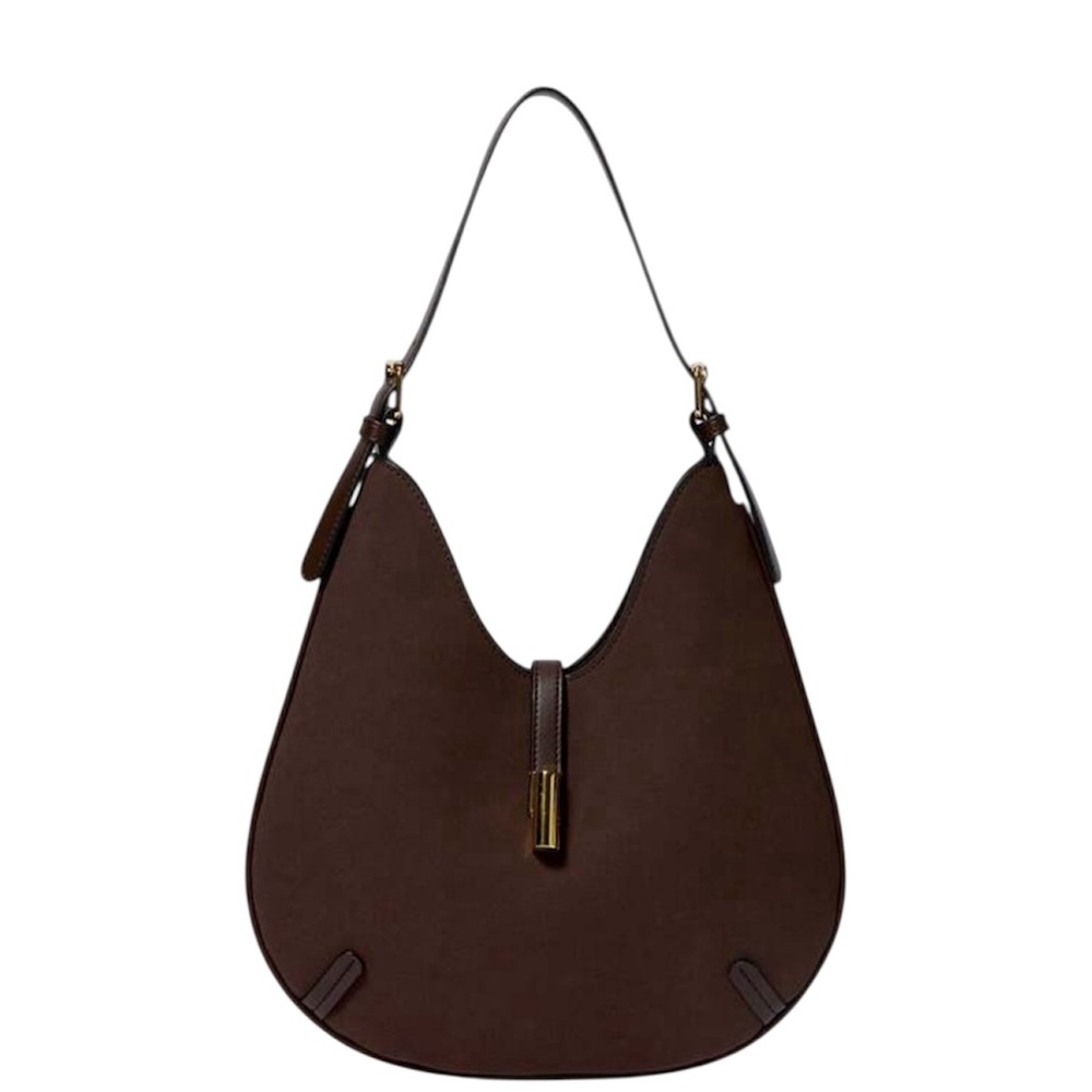 SHECARRY faux suede leather Chocolate Brown Hobo Bag